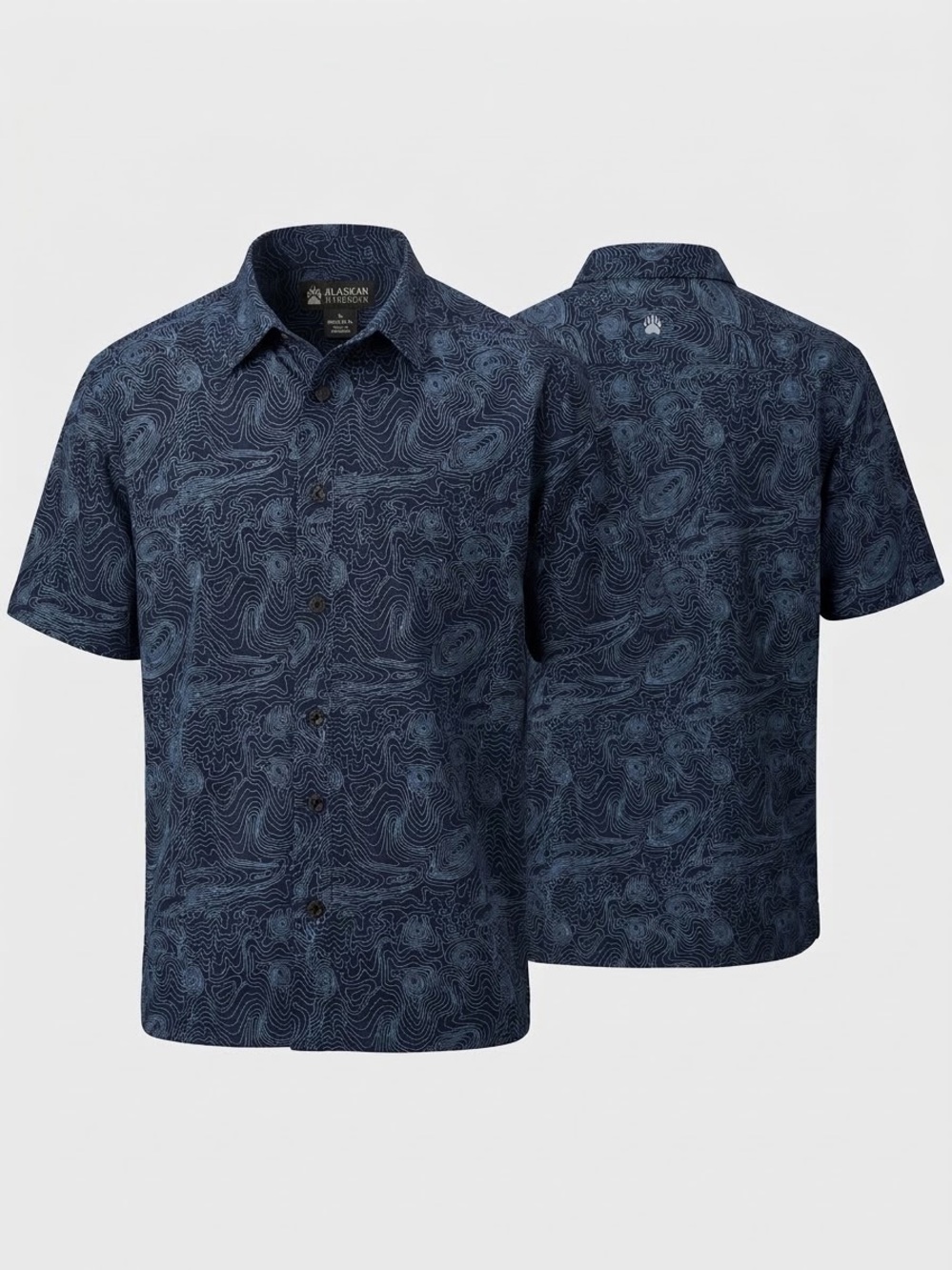 Alaskan Hardgear Duluth Trading Snap Up Map Print All Over Shirt Mens 2XL